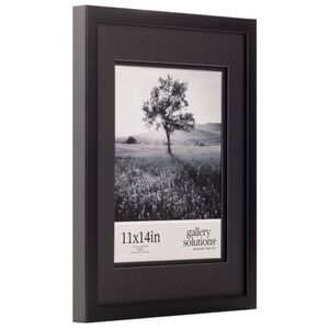 GALLERY SOLUTIONS NWT wood wall frame w/ double black mat -11x14